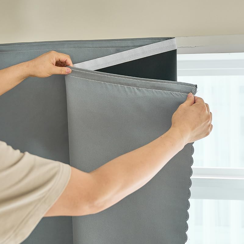 AJAZZ 100% Blackout Stick Curtain Portable Black Out Curtains Adhesive Curtains by AJAZZ