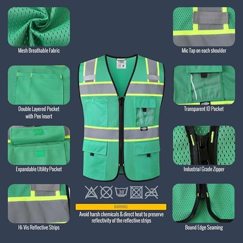JKSafety Safety Vest for Men Women Hi Vis Relfective Vest - Image 2