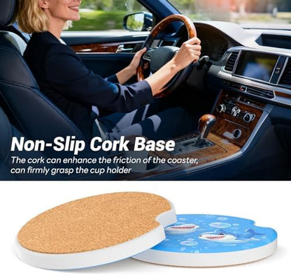 Car Cup Holder Ceramic Coasters 2 Pack, 2.56 in Anti Slip Absorbent Coaster - Image 6