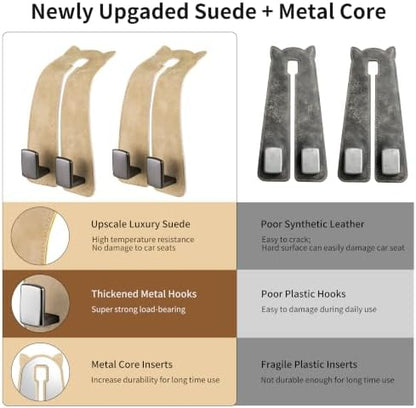 Amooca Car Headrest Hooks 4-Pack Suede Seat Organizer - Image 5