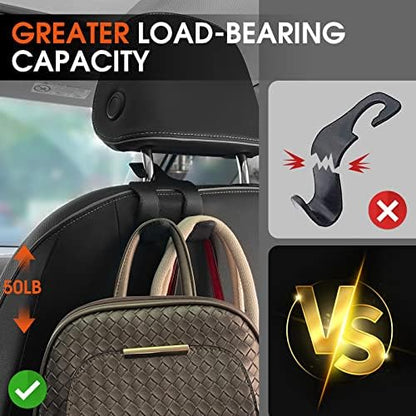 2 in 1 Car Headrest Hooks for Purses and Bags, Upgraded Leather Organizer - Image 5