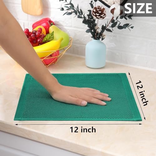 Homaxy 100% Cotton Waffle Weave Kitchen Dish Cloths 24-Pack, Dark Green - Image 5
