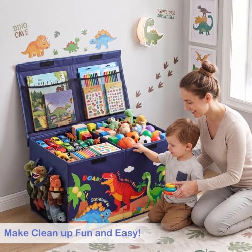 Toy Box with Adjustable Divider Large Toy Chest Storage - Image 4