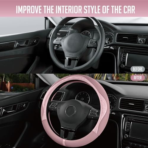 PIC AUTO Steering Wheel Cover, Universal Fit 14.5"–15.5", Soft PU Grain Leather - Image 6