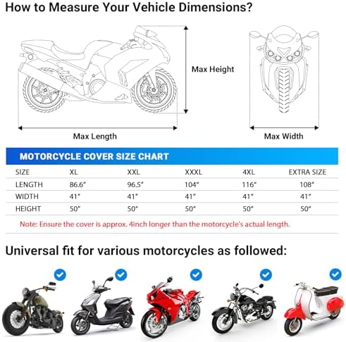 Favoto Motorcycle Cover Waterproof Outdoor All Weather Protection - Image 6