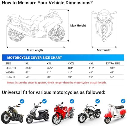 Favoto Motorcycle Cover Waterproof Outdoor All Weather Protection - Image 6