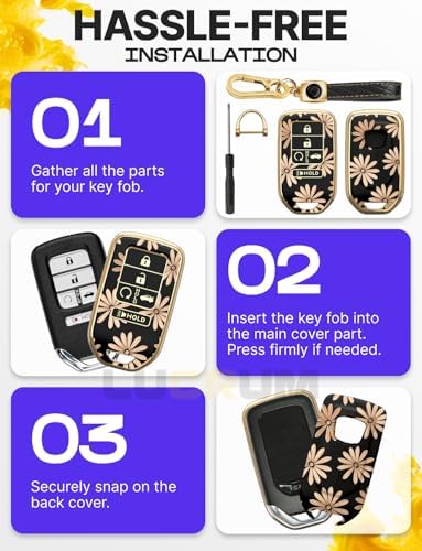 Lucrum Compatible with Honda Key Fob Cover & Keychain - Image 6