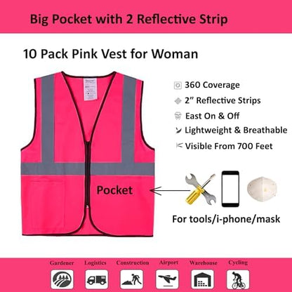 Pink Safety Vests 10 Pack - Image 2