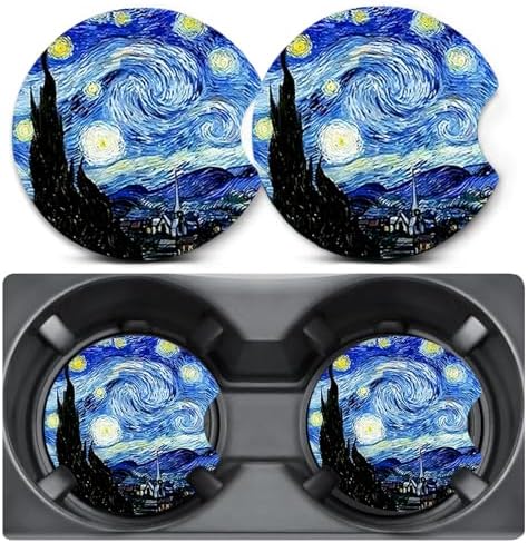 2 Pack Starry Dark Night Car Coasters Cup Holder, Neoprene Anti Slip Mat by Unknown