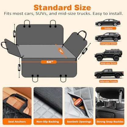 URPOWER Dog Car Seat Cover for Back Seat, 100% Waterproof Hammock for Car - Image 5