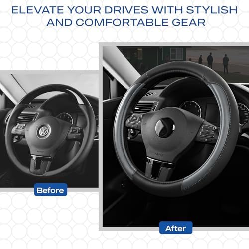 Skechers Steering Wheel Cover Memory Foam, Luxury Leather Steering Wheel Covers - Image 5