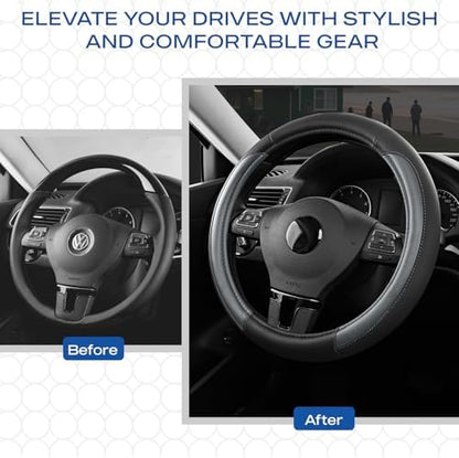 Skechers Steering Wheel Cover Memory Foam, Luxury Leather Steering Wheel Covers - Image 5