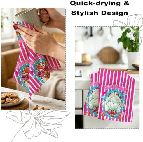 2 Pcs Funny Chicken Kitchen Towels, Soft Absorbent Waffle Hand Tea Towel - Image 6