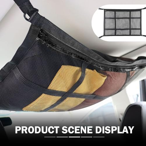 Upgrade Car Ceiling Cargo Net Pocket, 31.5" x 20.87" Strong Load Car Roof - Image 3