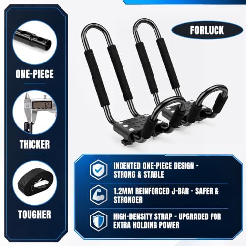 Forluck Kayak Roof Rack J-Bar Carrier, Universal Roof Mount Rack - Image 7
