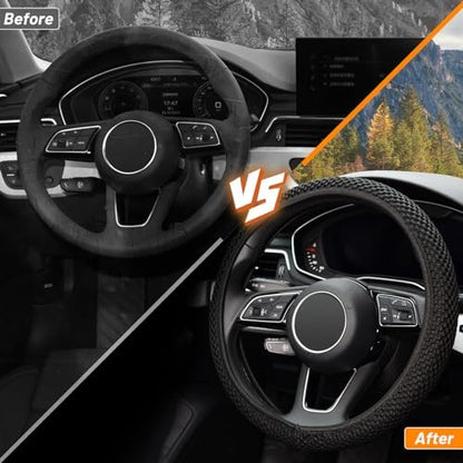 KAFEEK Elastic Stretch Steering Wheel Cover, Universal 15 Inch - Image 4