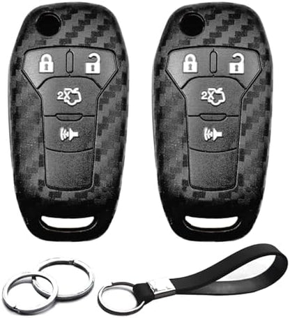 2pcs Compatible with Ford Key Fob Cover Case Key Chain by INFIPAR