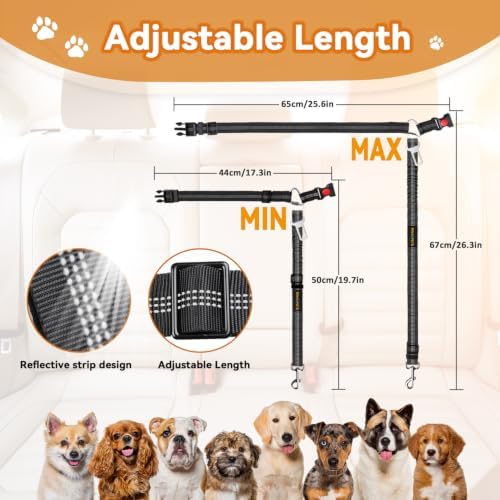 Dog Seat Belt, Durability Retractable Dog Car Harness Adjustable Dog Seat Belt - Image 7