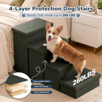 4-Step Wide Dog Stairs with Storage 23" H, Non-Slip Sturdy Pet Steps - Image 6