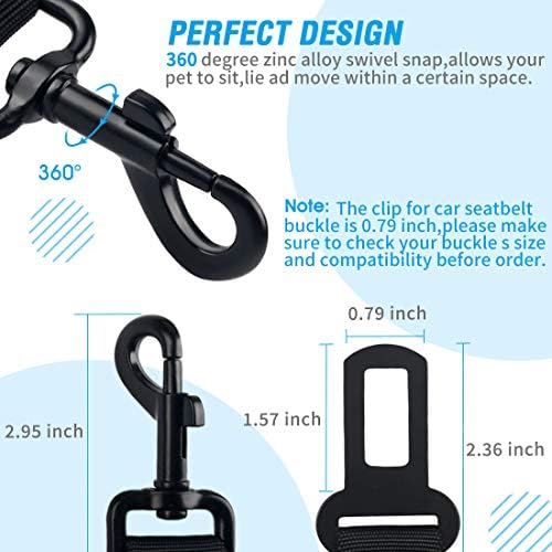 COOYOO Dog Seat Belt, 3 Piece Set Retractable Dog Car Harness Adjustable Seat - Image 6