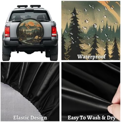 Forest Mountain Bear Animal Spare Tire Cover Waterproof Dust-Proof Spare Wheel - Image 4