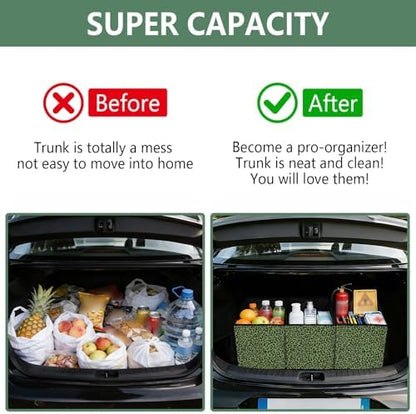 ALAZA Green Leopard Cheetah Car Trunk Organizer and Storage - Image 4