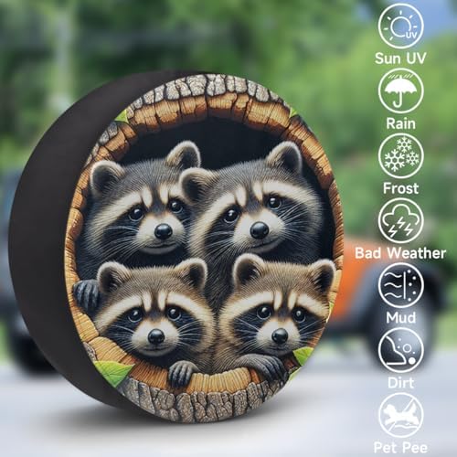 Raccoon Spare Tire Cover 17in Spare Wheel Covers Tire Storage Cover - Image 3