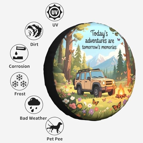 Camper Adventures Spare Tire Cover Weatherproof Sun Protection Dust-Proof Wheel - Image 4