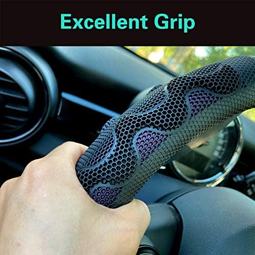 PINCTROT Steering Wheel Cover Great Grip Honeycomb Design 15 Inch - Image 4