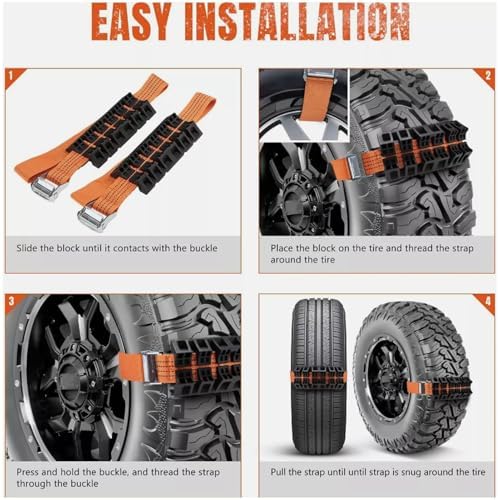 2PCS Tire Traction Straps, Strong Grip Anti Skid Emergency Tire Straps - Image 3