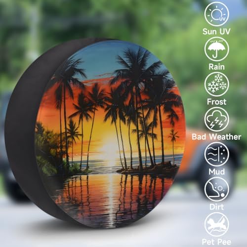 Palm Tree Spare Tire Cover 16in Spare Wheel Covers Tire Storage Cover - Image 3