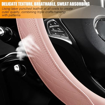 Zpana 14.5-15" Car Steering Wheel Cover, Breathable Soft Leather - Image 2