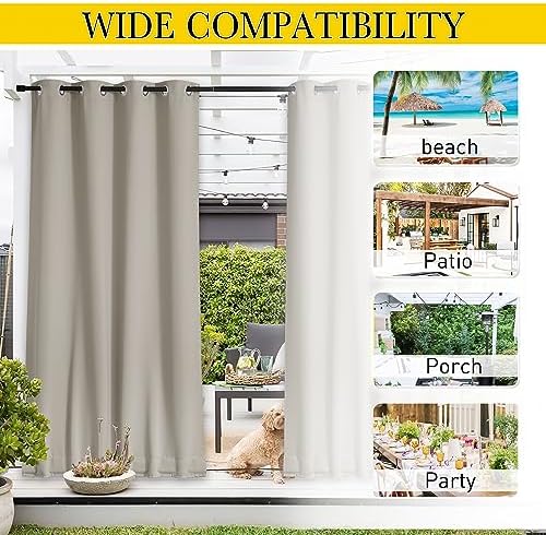 NICETOWN Outdoor Curtains Waterproof Fixed Bottom W52xL95 Natural - Image 6