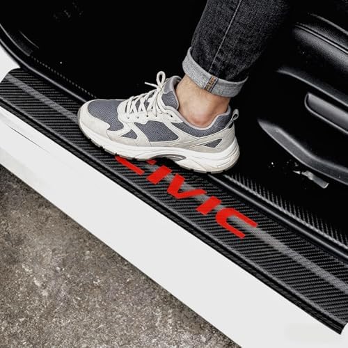 4PCS Carbon Fiber Style Leather Door Sill Protector Scuff Plate Cover Guard by Unknown