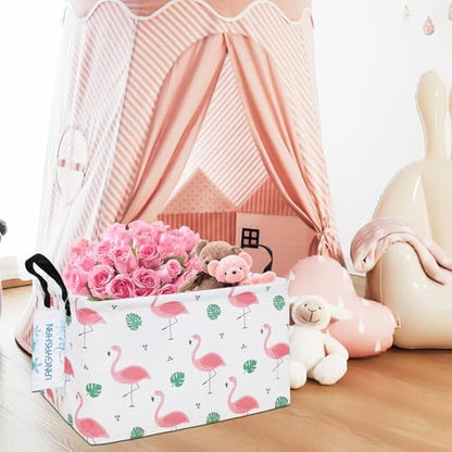 Rectangular Collapsible Leaf Flamingo Storage Basket Nursery Organizer - Image 5