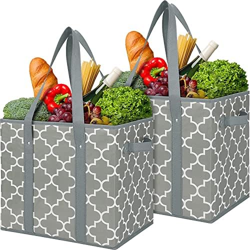 Reusable Grocery Bags 2-Pack Foldable Washable Large Storage Basket by WiseLife