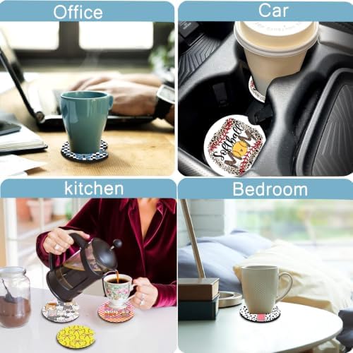 2Pack Highland Cow Car Cup Holder Coaster Neoprene Car Coasters - Image 5