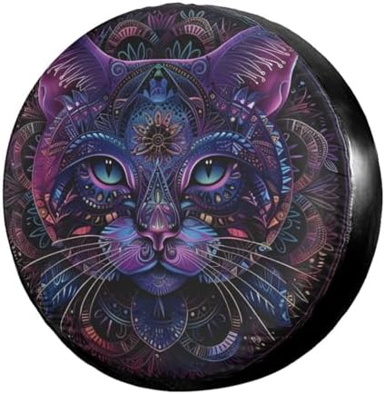 Delerain Spare Tire Cover Bohemian Mandala Cat Wheel Covers Sun Protection by Delerain