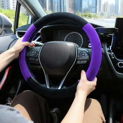 SEG Direct Plush Steering Wheel Cover 14.5"-15" Heavy-Duty, Summer Winter - Image 2