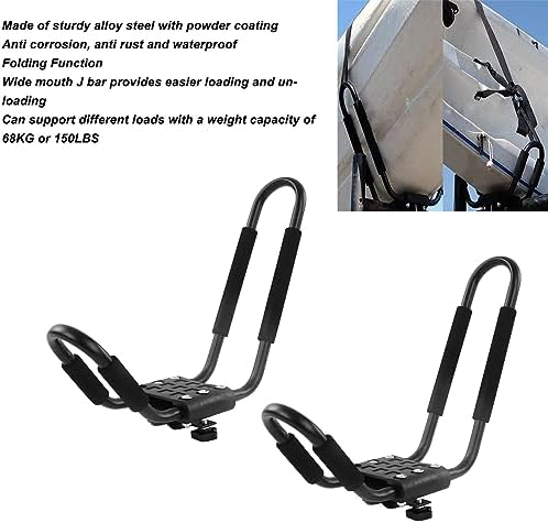 Fafeicy 2 Pair Kayak Roof Rack, Alloy Steel 150LBS Load Capacity J Bar Holder - Image 3