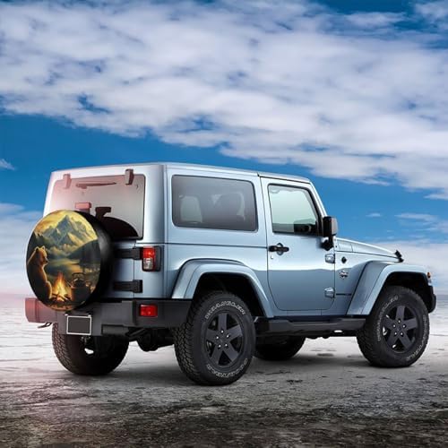 Bear Campfire Moutain Universal Spare Tire Cover, 17 Inch, Cute Waterproof - Image 4
