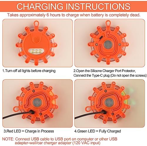 Tobfit 4 Pack Rechargeable LED Road Flares Roadside Emergency Car Kit, - Image 5