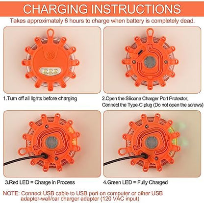 Tobfit 4 Pack Rechargeable LED Road Flares Roadside Emergency Car Kit, - Image 5