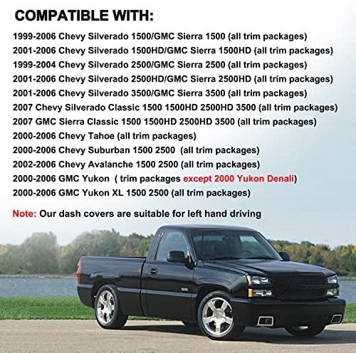 Dash Cover Mat Fit for 1999-2006 GMC Sierra/Chevy Chevrolet Silverado 1500 2500 - Image 3