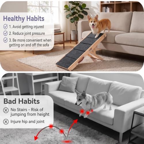 Foldable Dog Ramp, 5 Level Adjustable Wooden Dog Ramps - Image 5
