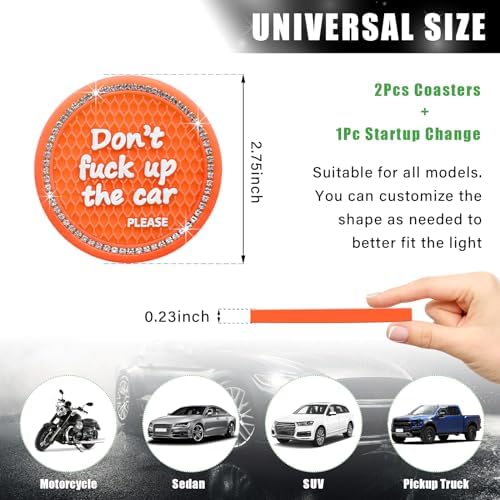 Ziciner 2 Pack Bling Car Cup Holder Coaster, 2.75 Inch Anti-Slip Auto Insert - Image 2