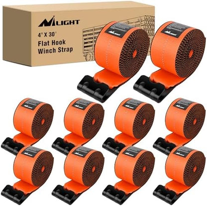 Nilight Truck Straps 4”×30’ Heavy Duty 16800LBS Break Strength 10 Pack by Nilight