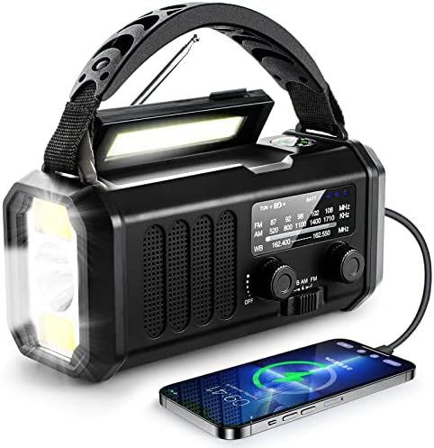 Emergency NOAA Weather Radio, 10000mAh Solar Hand Crank Radio by Leaton