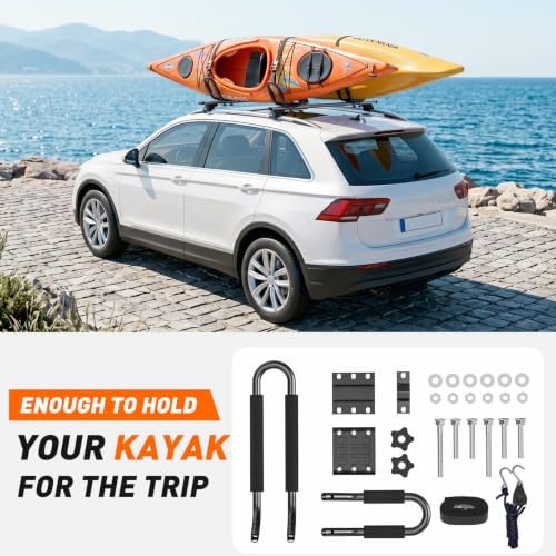 Taelakeni 2 Pairs Kayak Carrier Racks, Universal Cars Kayak Roof J Bar Rack - Image 6