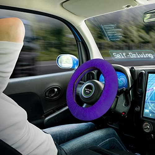7PCS Set car Interior Aesthetic Accessories, Fluffy 15 inch Steering Wheel Cover - Image 4